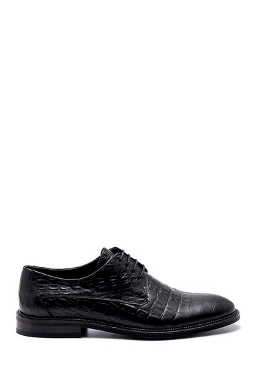Siyah Erkek Deri Kroko Desenli Klasik Ayakkabı 5638249290