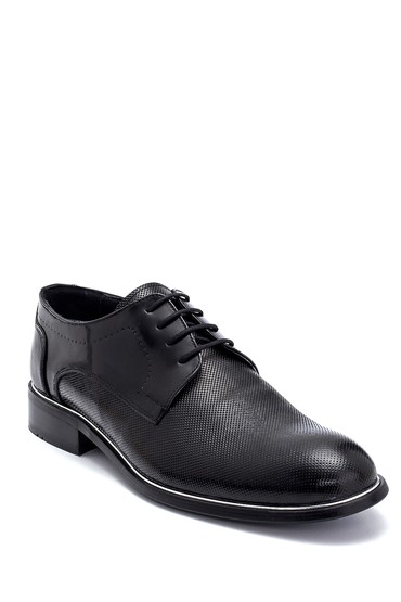 Siyah Erkek Deri Baskılı Klasik Ayakkabı 5638256936