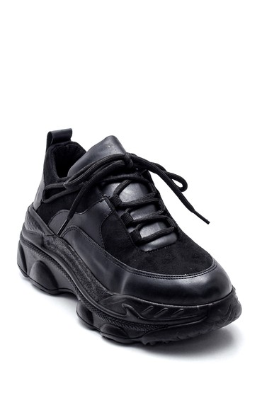 Siyah Kadın Süet Detaylı Sneaker 5638343680