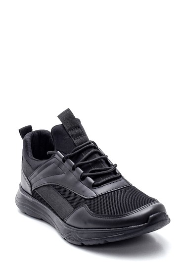 Siyah Erkek Deri Detaylı Sneaker 5638320059