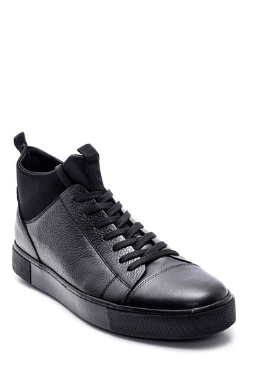 Siyah Erkek Deri Boğazlı Sneaker 5638313471