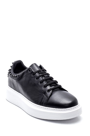 Siyah Erkek Deri Zımba Detaylı Sneaker 5638347881