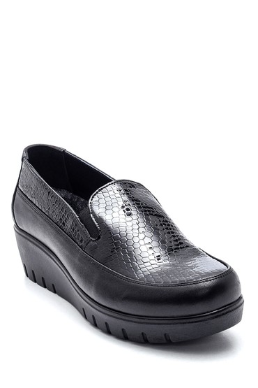 Siyah Kadın Deri Yılan Desenli Ayakkabı 5638306121