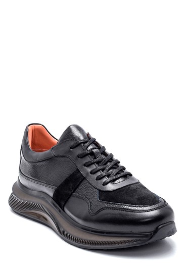 Siyah Erkek Deri Süet Detaylı Sneaker 5638320144