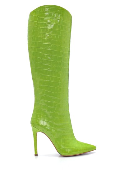 Yeşil Kadın Kroko Topuklu Çizme 5638424863