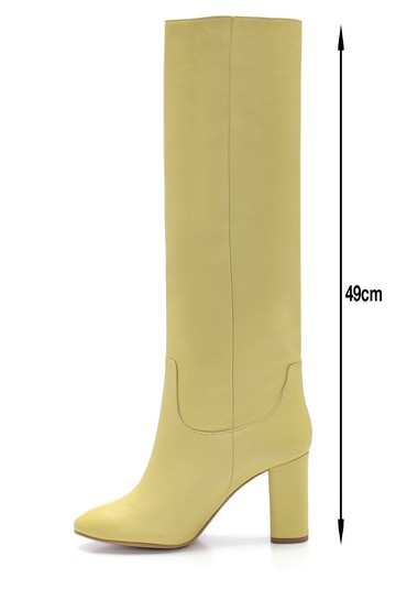 Sarı Kadın Deri Topuklu Çizme 5638398275