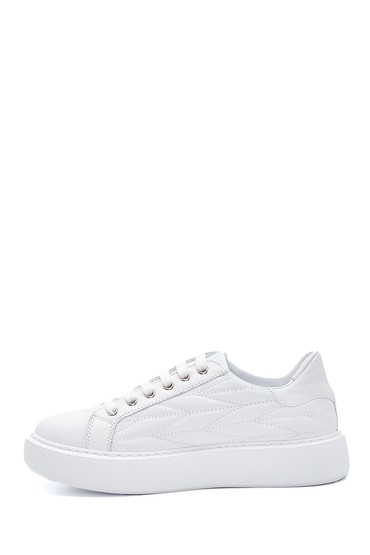 Beyaz Kadın Deri Desenli Sneaker 5638462156