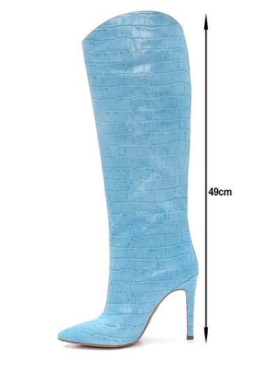 Mavi Kadın Kroko Topuklu Çizme 5638424872