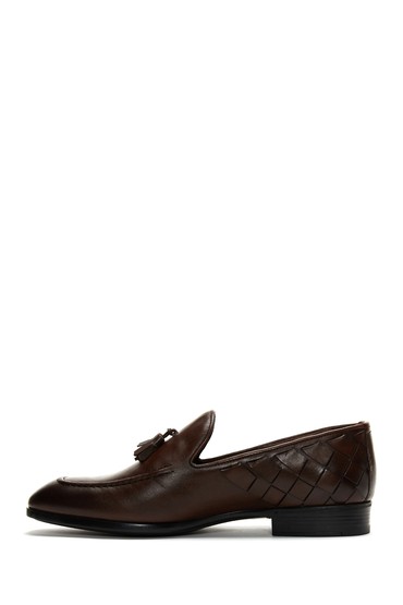 Kahverengi Erkek Deri Örgü Detaylı Klasik Loafer 5638405928