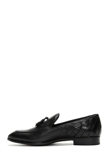 Siyah Erkek Deri Örgü Detaylı Klasik Loafer 5638408745